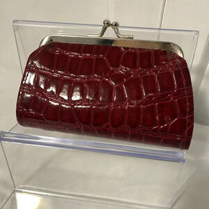 Red Faux Crocodile coin purse - like new